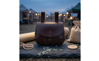 Handmade PU Leather Waist Bag Retro Medieval Waist Bag Flap-Front Reawakening Belt Pouch Laced Stitching