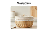 Woven Basket with Lid Handwoven Lidded Wicker Basket Easy to Clean for Kitchen