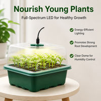 Plant Growing Lamps, 5-Pack Plant Germination Kit with Grow Lamp & USB Cable, Indoor Greenhouse for Seedling Trays, Green
