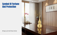 Brushed Brass Gourd Decor, Five Emperors Feng Shui, Openable Lid, Eight Trigrams Hanging
