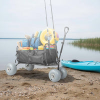 22 Mm Axle Head PU Beach Wheel Textured Beach Cart Wheel Light Gray Outdoor Transport Part Rounded