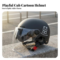 Half Helmet 3C Verified Face Helmet Four-Season Use Shielded Headwear for Women, Men, City Commuting, Daily Travel, Long Rides