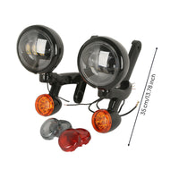 Motorcycle Light Bracket with Lens Covers Aluminum Alloy Fog Light Bracket with Turn Indicators LED for Motorcycle Owners, Night Riding