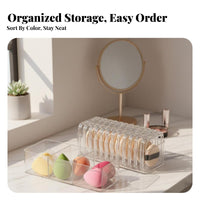 Clear Partitioned Puff Container Dustproof Makeup Organizer Dust-Proof for Women