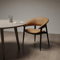 Minimalist Design Leather Backrest Chair Ergonomic Design Modern Upholstered Dining Chair Contemporary Dining Armchair for Hotel, Restaurant, Conference Room