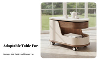 C-Shaped Rolling Table Minimalist Design Rolling C-Shaped Stand Rounded Corners Multi-Level Storage for Living Room