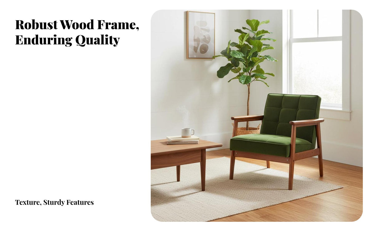 Japanese and design Upholstered Single Sofa sturdy Wood Frame Armchair soft Upholstery Lounge Chair Thick Cushioning for Readers, Adults, home dwellers, Living Room, perusing corner, Bedroom, Home Office