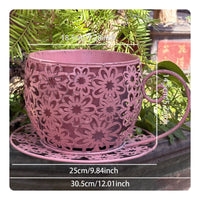 Metal Flower Pot Rustic Design Planter Easy to Clean for Patio, Living Room