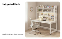 Study Desk with Pegboard Multi-Functional Storage Desk and Bookshelf Combo Space-Saving Design Workstation for Students, Adults, Dorm Room, Bedroom