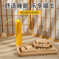 Solid Wood Cat Toy with Scratching Board