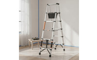 A-Shaped Ladder Stainless Steel Compact Ladder Extendable for Crafters, Homeowners, Home Maintenance, Renovation, Workshop