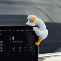 Cute Duck Car Ornament Cartoon Duck Dashboard Figure Playful Figurine Lovely for Drivers, Commuters, Road Trips