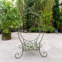 Wrought Iron Plant Stand, Rustic Foldable Flower Stand, 57x35x96cm Flower Stool for Balcony & Living Room, Antique Plant Shelf