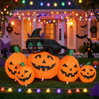 Inflatable Pumpkin with Cat Cute-Spooky Pumpkin Cat Inflatable Quick Setup Inflate Decoration for Lawn