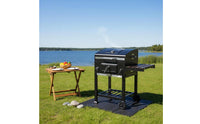 Briquette Barbecue Grill Built-in Thermometer Lidded Briquette Grill Wheels Outdoor Cooking Gear