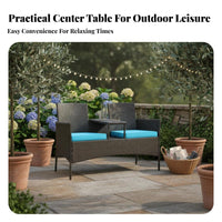 3 Pieces Waterproof 3-Piece Wicker Chat Set UV-Resistant 3-Piece Wicker Seating Group space-efficient Design Outdoor Furniture Sturdy and long-lasting for Apartment Dwellers, Homeowners, two people, Balcony, Patio, Garden, Backyard