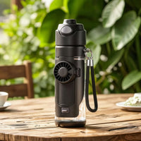 water Bottle with Fan Portable Misting Bottle with Strap Lightweight for Outdoor Sports