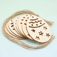 10pcs Wooden Easter Egg Ornaments Ready to Paint Unfinished Easter Egg Ornament Designs DIY Craft for Children, Crafters, Adults DIY Crafting Ornaments