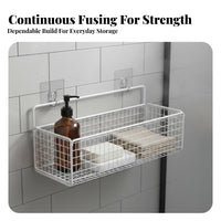 Drilleffortless Installation Hanging Wire Basket Space-Saving Adhesive Wire Basket Strong Load-Bearing Wall Organizer Multi-Functional for Dorm Residents, Apartment Dwellers, Bathroom, Bedroom, Kitchen, Inside Cabinet