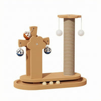 Feline Activity Activity Hub Hanging Balls Feline Tree with Toys Scratching Post Floor-Standing Pet Furniture Double Ball Track