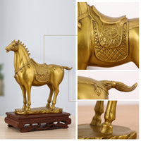 Horse Figurine with Saddle Carved Brass Horse Statue Collectible Ornament for Desk