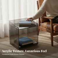 Light Luxury aesthetic C-Shaped End Table Space-Saving Household Furniture Transparent Look Multi-Functional for Apartment Dwellers, Homeowners, Remote Workers, Living Room, Small Spaces, Bedroom, Home Office