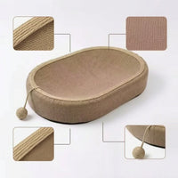 Cat Scratcher Bed with Ball Toy Natural Oval Cat Scratcher with Ball Interactive