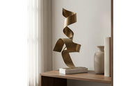 Spiral Ribbon Sculpture Light Luxury Abstract Metal Sculpture Premium Craftsmanship Decorative Figurine for Model Room, Display Cabinet