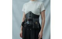Steampunk Belt with Pockets Medieval-Fantasy Cosplay Belt with Skirt Clip Laced Fanny Pack for Cosplayers