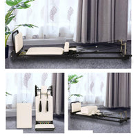 Foldable Pilates Reformer Padded Pilates Reformer Exercise Equipment Full-Metal Comfortable for Fitness Enthusiasts, Home Gym