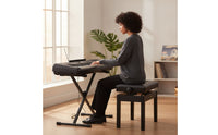 Tufted Adjustable Piano Bench Cushioned Piano Stool with Padded Seat Sturdy Keyboard Bench Stable for Pianists, Guzheng Players, Studios, Stages