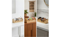 Belt Organizer Low-Height Belt Storage Box Bamboo Box with Compartments Space-Saving Easy-to-Clean for Closet Shelf, Dresser