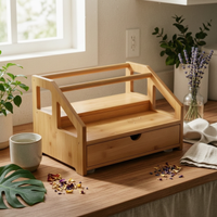 3-Tier Coffee Organizer Decorative Bamboo Tea Packet Organizer Fully Assembled 3-Tier Tea Packet Holder for Cafe Owners