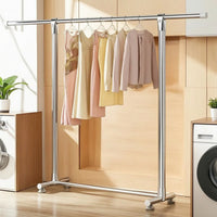 Clothes Air-Dry Rack with Wheels Extendable Garment Rack with Wheels Adjustable Furniture for Families, Laundry Room, Balcony, Apartment