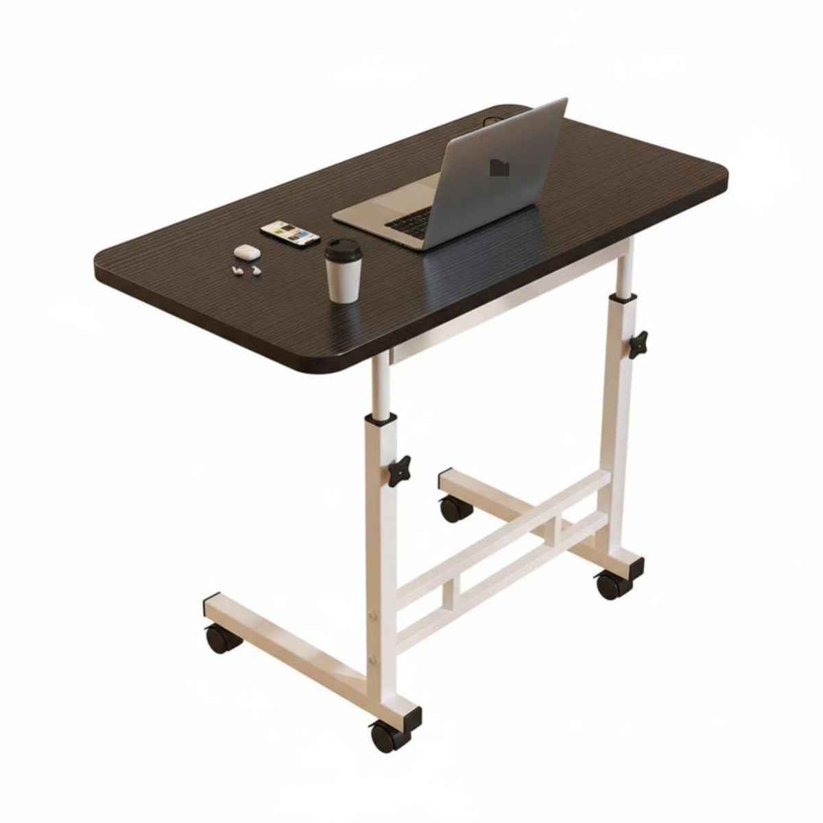 Mobile with Wheels Rolling C-Shaped Table Space-Saving Adjustable C-Shaped Side Desk Spacious Desktop Bedroom Furniture Rounded Corners for Apartment Dwellers, Telecommuting Workers, Students, Small Areas, Living Room, Home Office