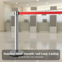 Weighted Base Retractable Belt Stanchion Heavy Duty Stainless Steel Stanchion 4-Way Connection Retractable Belt Barrier for Event Organizers, Security Personnel, Business Owners, Airports, Events, Exhibitions, Hotels