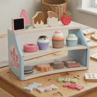 Wooden Dessert Shelf Rounded Edges Tea Party Play Set Gift Idea Toy Tea Party Set for Children