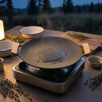 Black Speckled Grill Pan Light Wood Handles Aluminum Alloy Grill Pan Cookware Shallow Rim Even-Heating for Gas Cooktop