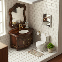 1:12 Scale Washroom Vanity Realistic Details Dollhouse Washbasin Cabinet Detailed Craftsmanship Dollhouse Washroom Vanity for Miniaturists, Hobbyists