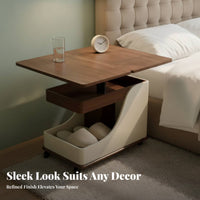 C-Shaped Rolling Desk Space-Saving End Table Height Adjustable for Living Room