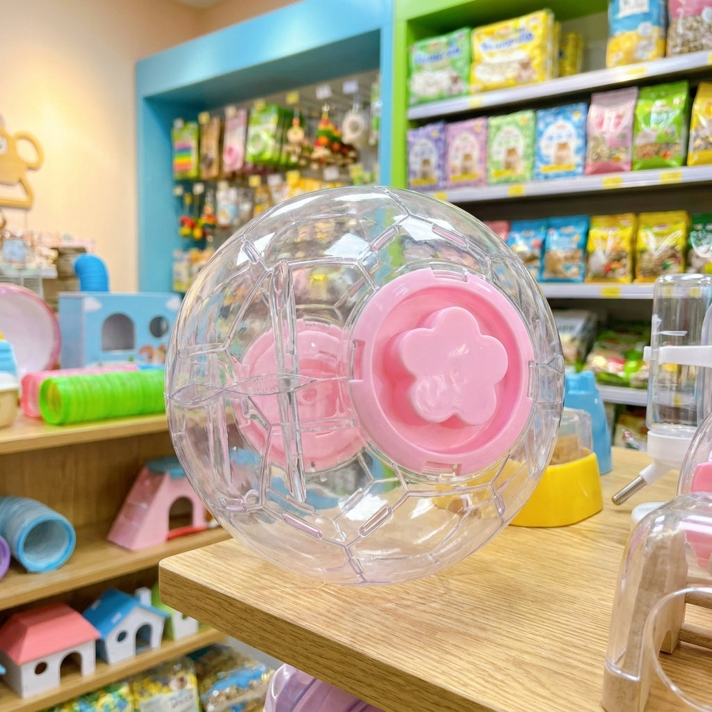 Portable Hamster Ball, 5.7 Inch Clear Hamster Exercise Ball for Dwarf Hamsters, Transparent Design with Snap-fit Assembly and Rope