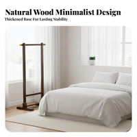 Minimalist Design Floor Clothing Rack Easy to Assemble Unattached Standing Clothes Rack Sturdy and Long-Lasting Bamboo Coat Stand Strong Load-Bearing for Renters, Students, Adults, Entryway, Apartment, Guest Room
