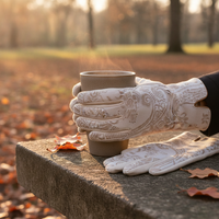 Fashion Printed Suede Touchscreen Gloves for Women, Winter Warm Windproof Outdoor Cycling