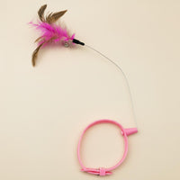 With Bell Cat Collar Toy Chew-Resistant Wearable Cat Teaser Stimulates Instincts Feather Wand Collar Promotes Exercise for Indoor Cats
