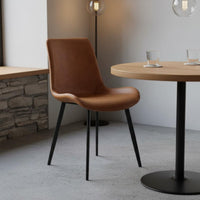 Italian Design Metal Leg Side Chair Minimalist Design Faux Leather Kitchen Chair Light Luxury Home Furniture Ergonomic Backrest for Restaurant