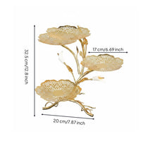 Light Luxury Design Gold Lotus Foliage Serving Stand Retro Inspired Multi-Tier Dessert Display Decorative Centerpiece European Design Snack Tray for Wedding, Party