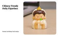 God of Wealth Figurine Traditional Symbol Cute Chinese God Statue Desktop Resin Figure Vivid Features Resin Deity Miniature
