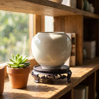 Plant Pots for Indoor Display, Semi-Handmade Ceramic Bonsai Pot for Home Office Decor, Classical Style with Drainage Hole, 5.8cm