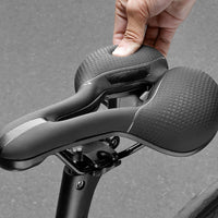 Built-in Tail Light Bike Saddle with Taillight Ergonomic Design USB Rechargeable Bike Seat Shock Absorbing Sports Gear Memory Foam Padding for Cyclists, Night Riding