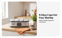 Clear Lid Yogurt Maker Digital Controls Electric Yogurt Maker Touch Buttons Multi-Use Fermenter Black Rim